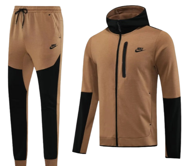 نايكي TECH FLEECE FULL ZIP HOODIE BROWN FULL SET