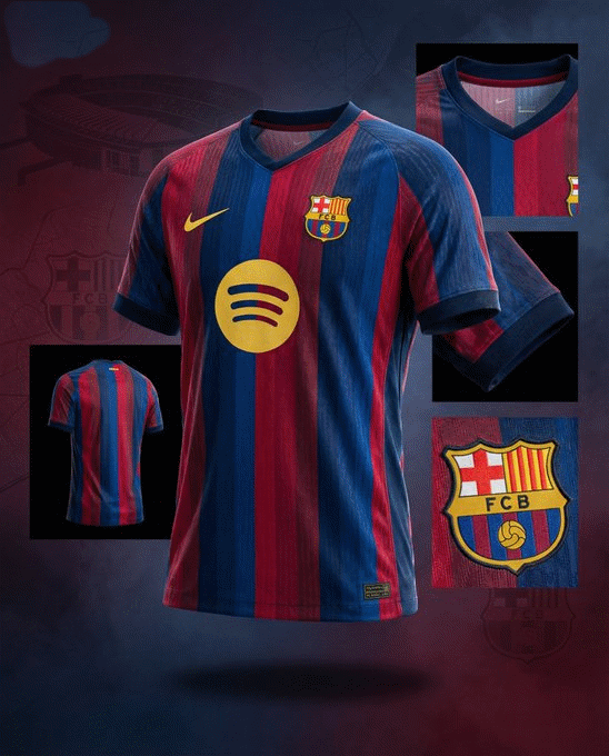 تيشيرت برشلونة نسخه مشجع 2027 الاساسي