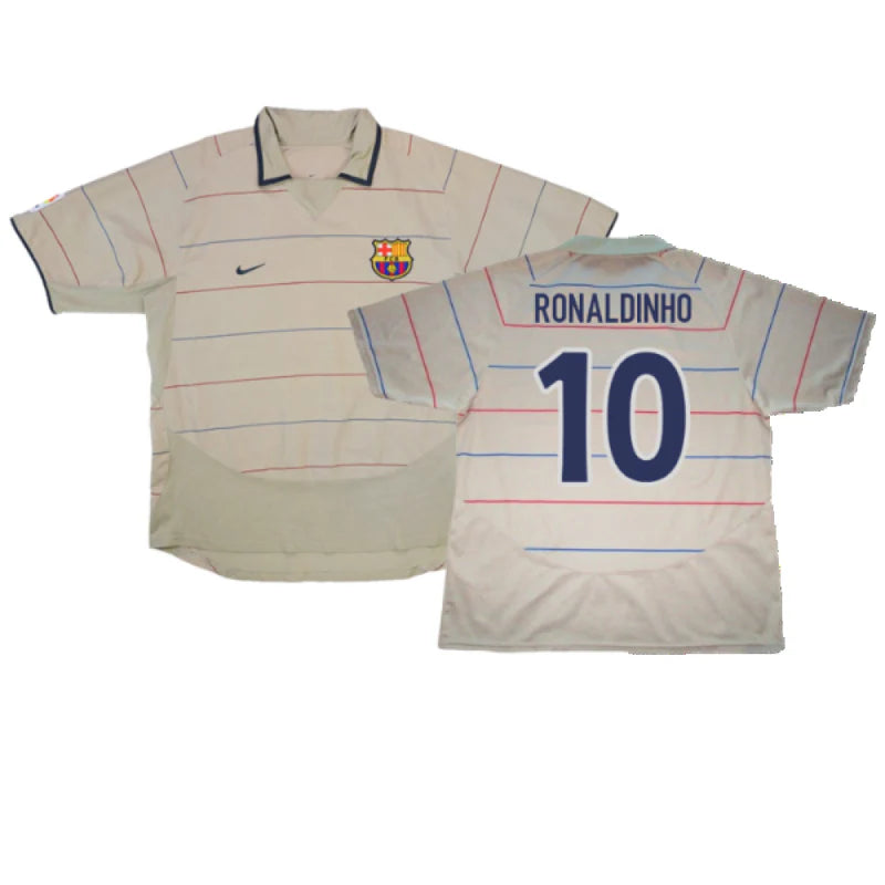 تيشيرت برشلونة كلاسك 2004-05 مطبوع رونالدنيهو او حسب طلب
